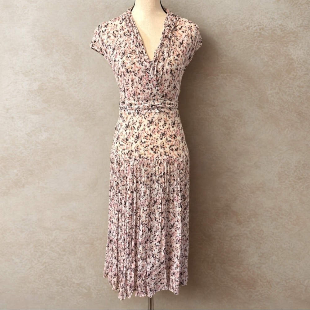 All Saints Pink Floral Midi Dress